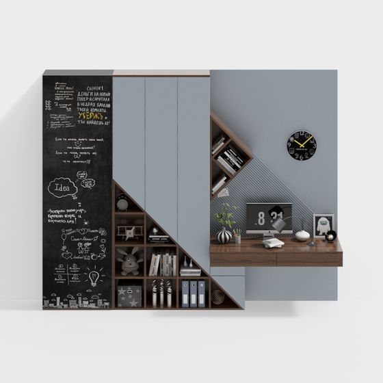 Inspiring Low-Poly 3D Model of a Cozy Study Room