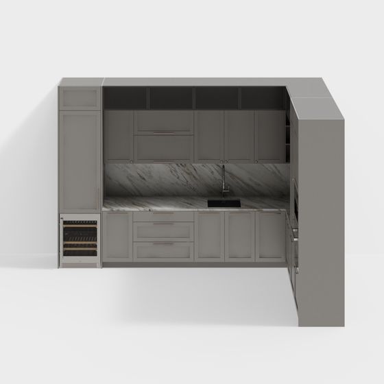 Modern Minimalist Kitchen Cabinet 3D model