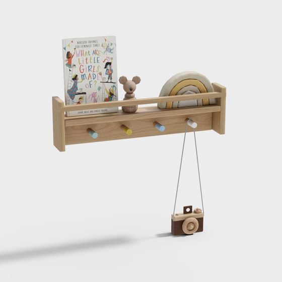 Playful Low-Poly Bookshelf 3D model