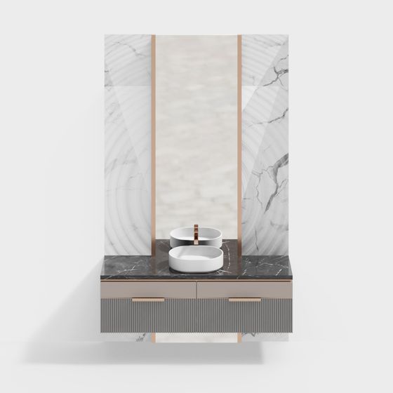 Luxurious Low-Poly Bathroom Vanity 3D model