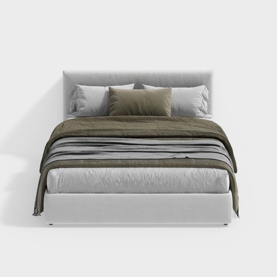 Stylish Modern Bed 3D model for Contemporary Interiors