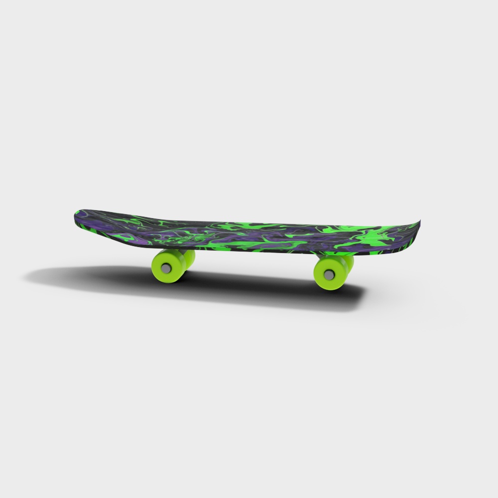 Vibrant Low-Poly Skateboard 3D model