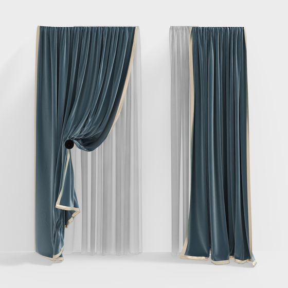 Elegant Low-Poly Curtain 3D model for Modern Interiors