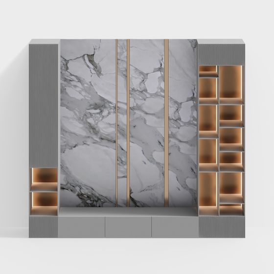 Elegant Marble Bookshelf 3D model