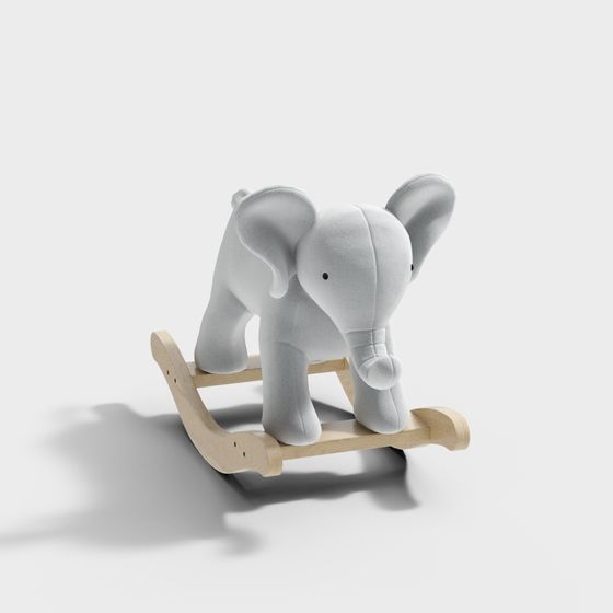 Charming Low-Poly Elephant 3D Model on Rocking Chair
