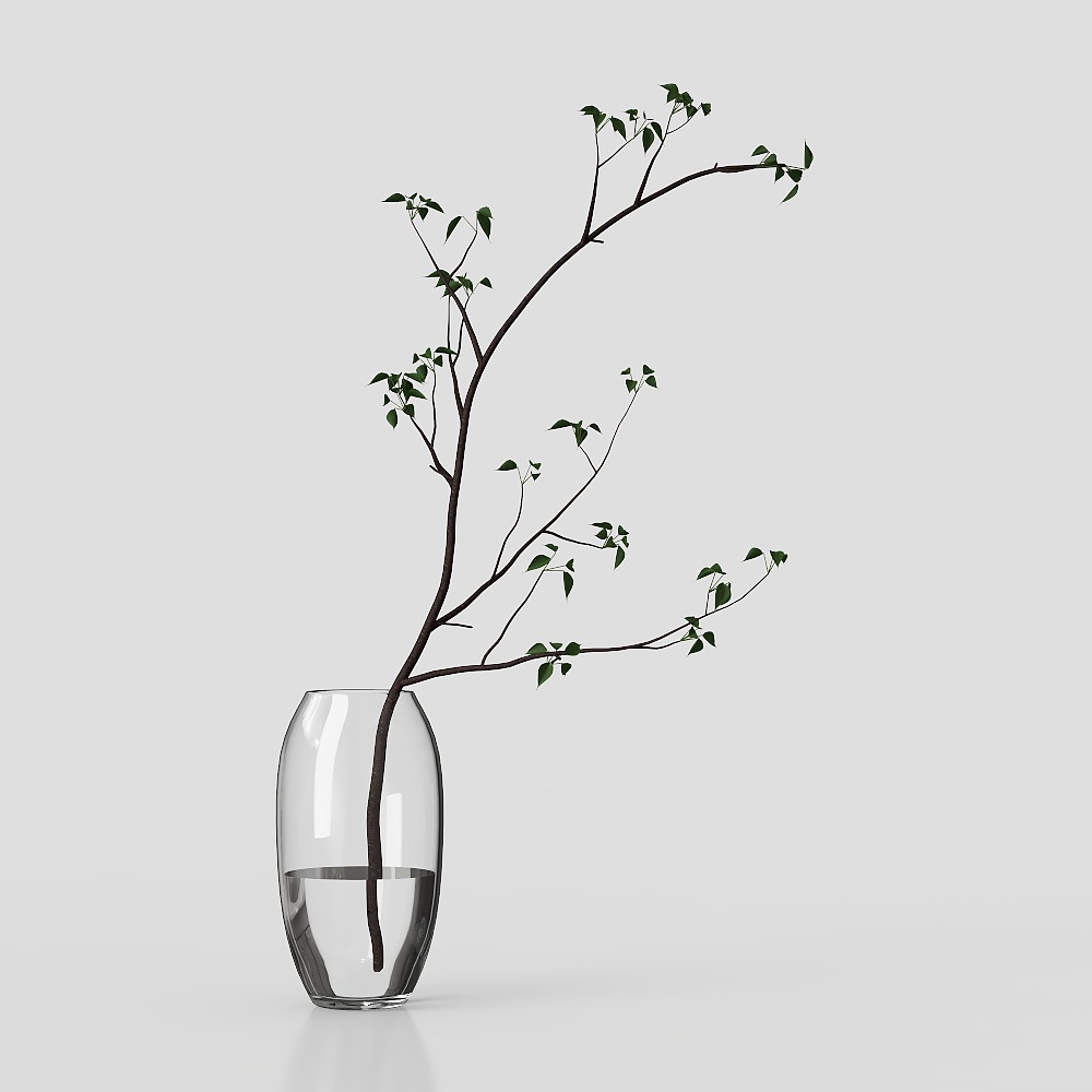 Life Tree in Glass Vase 3D model
