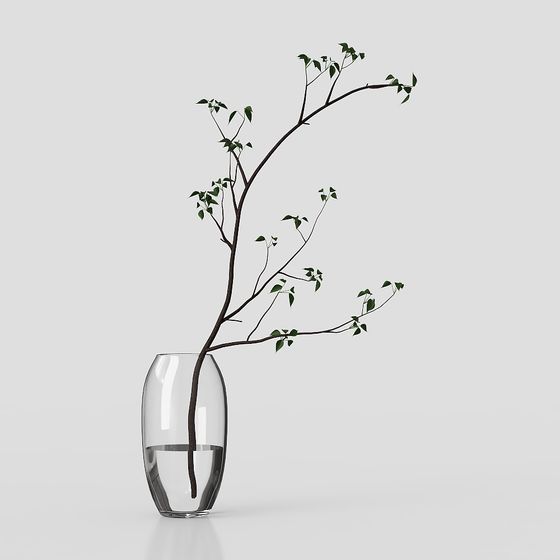 Life Tree in Glass Vase 3D model