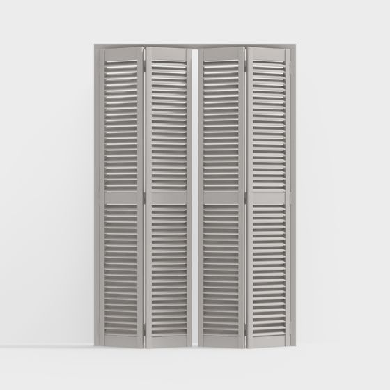 Gray Shutter Sliding Multifold Door 3D Model for Stylish Spaces
