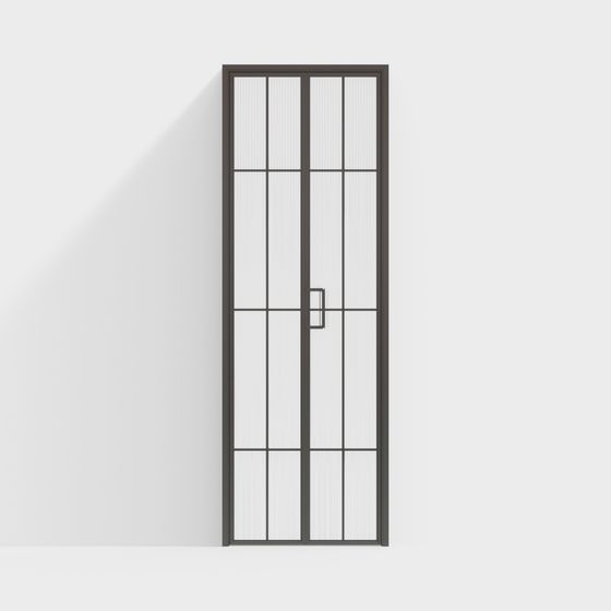 Elegant Black Modern Glass Folding Door 3D Model