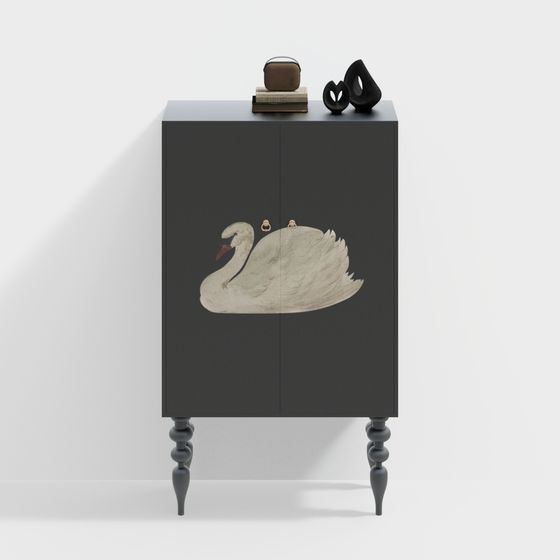 Elegant Swan Decorative Cabinet 3D model