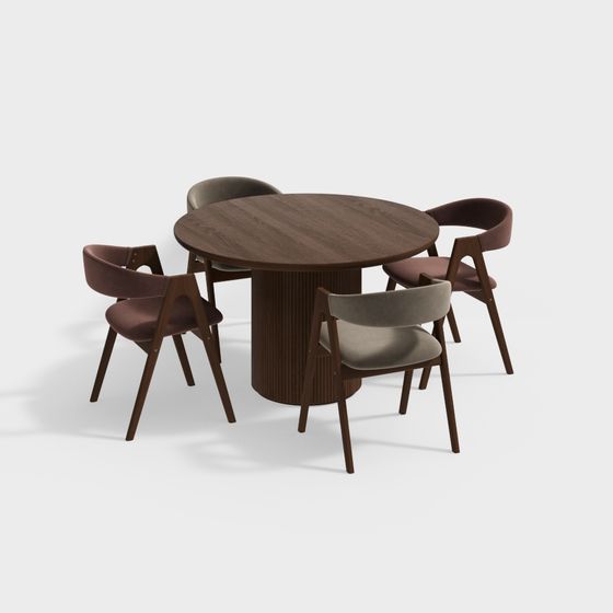 Elegant 3D Dining Table and Chairs Set for Homes