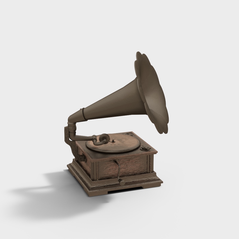 Vintage Gramophone 3D Model – Nostalgic Wood Design