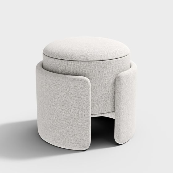 Stylish Round Storage Stool 3D model
