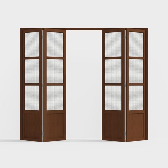 Brown Ancient Folding Door 3D Model for Unique Spaces