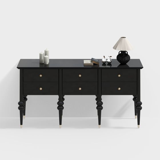 Elegant Black Console Table 3D model