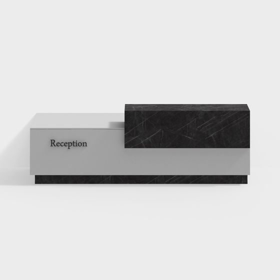 Black Office Furniture Reception Desk 3D Model