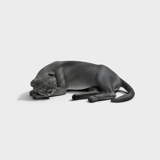 Slumbering Cat Low Poly 3D Model for Creative Use