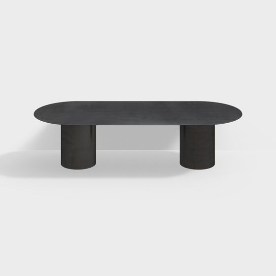 Concrete Long Table Low-Poly 3D model