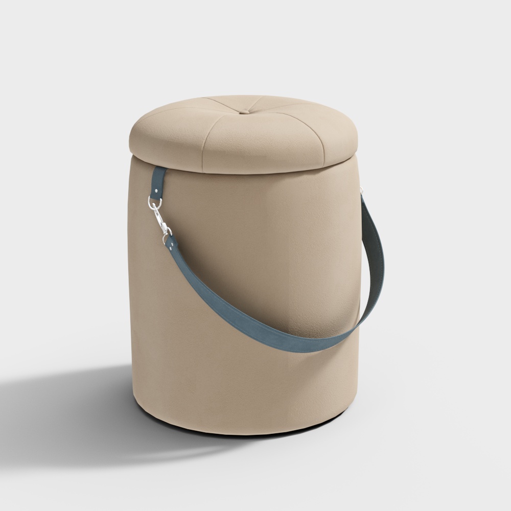 Elegant 3D Model of Round Storage Stool