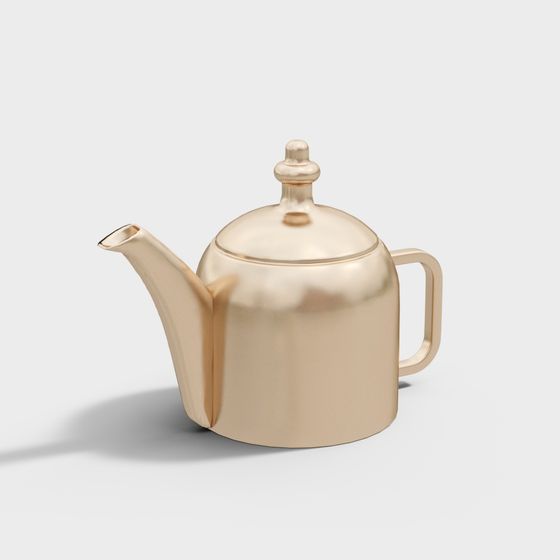 Elegant Gold Teapot 3D model Design