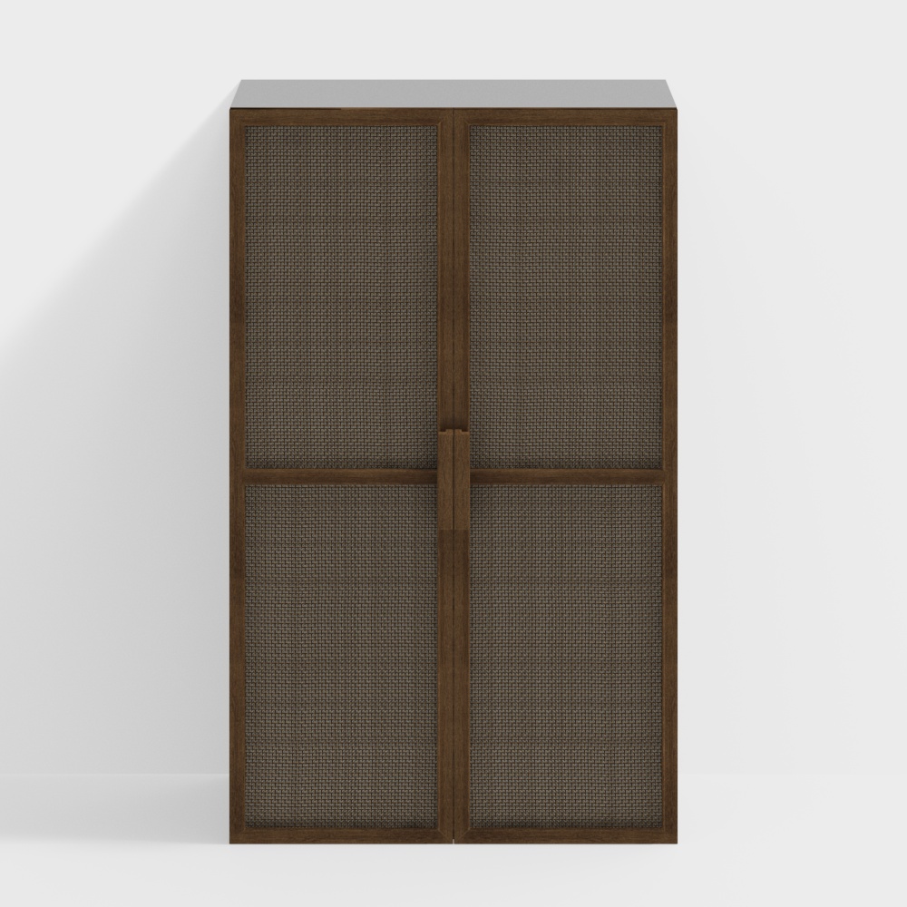 Wabi-sabi rattan woven wardrobe