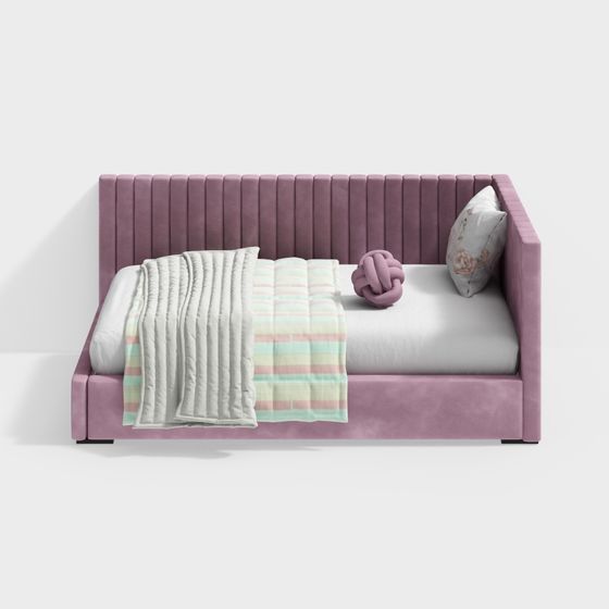 Chic Velvet Bed 3D model