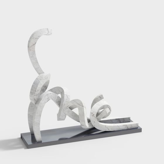 Sleek Marble Sculpture 3D model