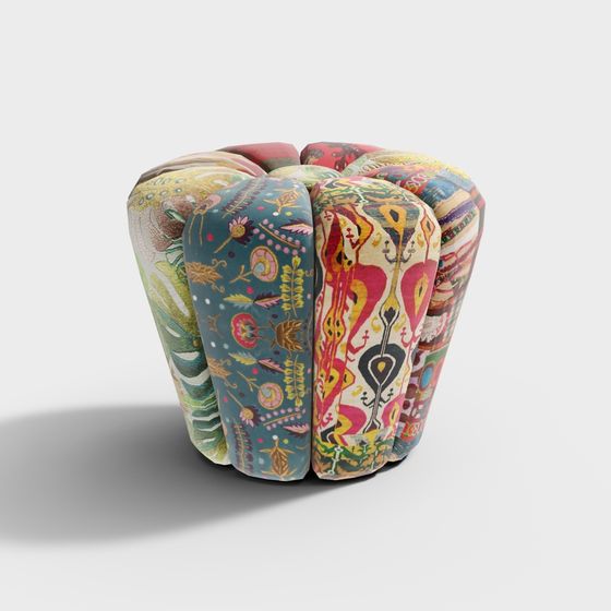 Magical Patchwork Sofa 3D model for Creative Spaces