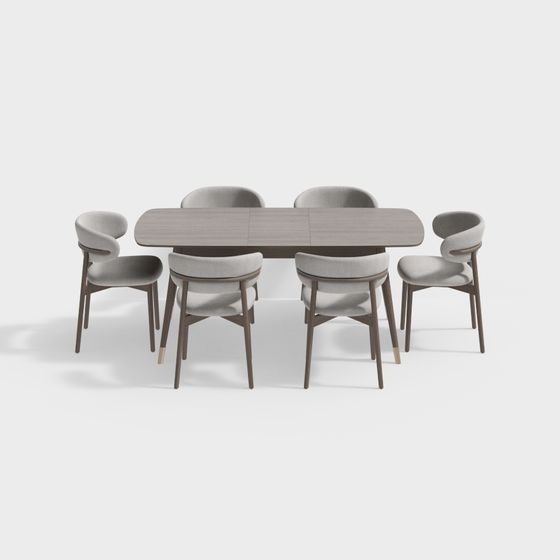 Stylish Low-Poly Dining Table and Chair Set 3D model