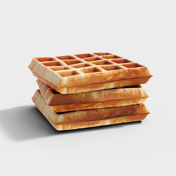 Delicious Golden Waffle Stack 3D model