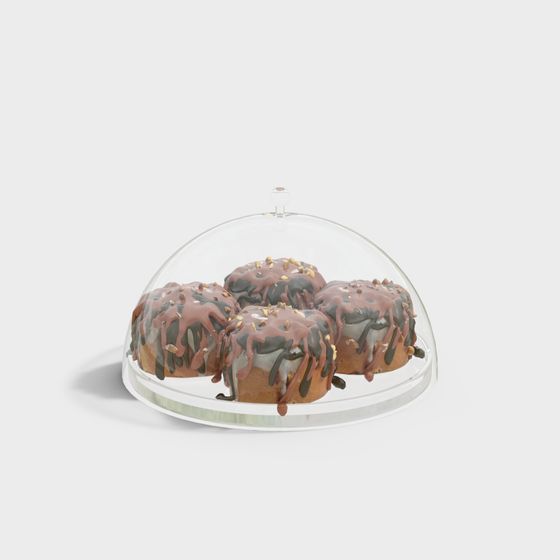 Chocolate Donut Under Glass Dome 3D model