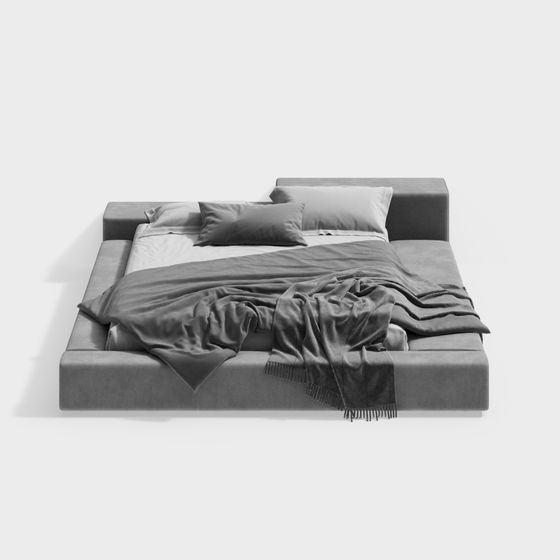 Modern Low-Polygon Bed 3D model