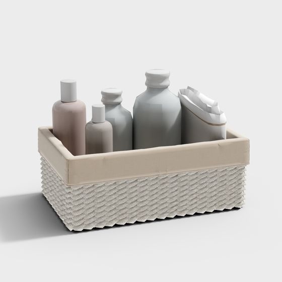 Minimalist Storage Basket and Bottle Set 3D model