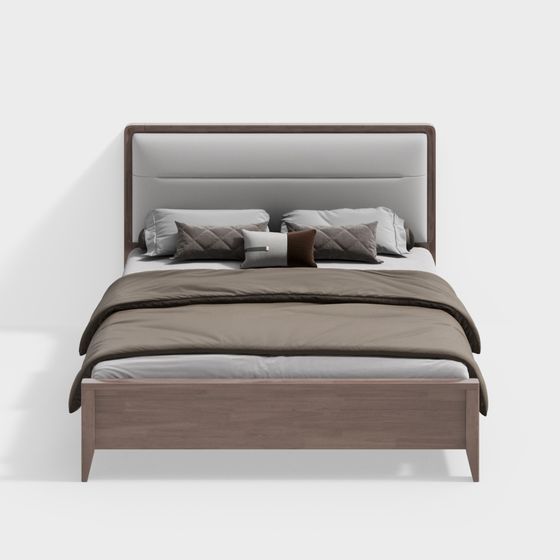 Elegant Low-Poly Bed 3D model for Modern Interiors