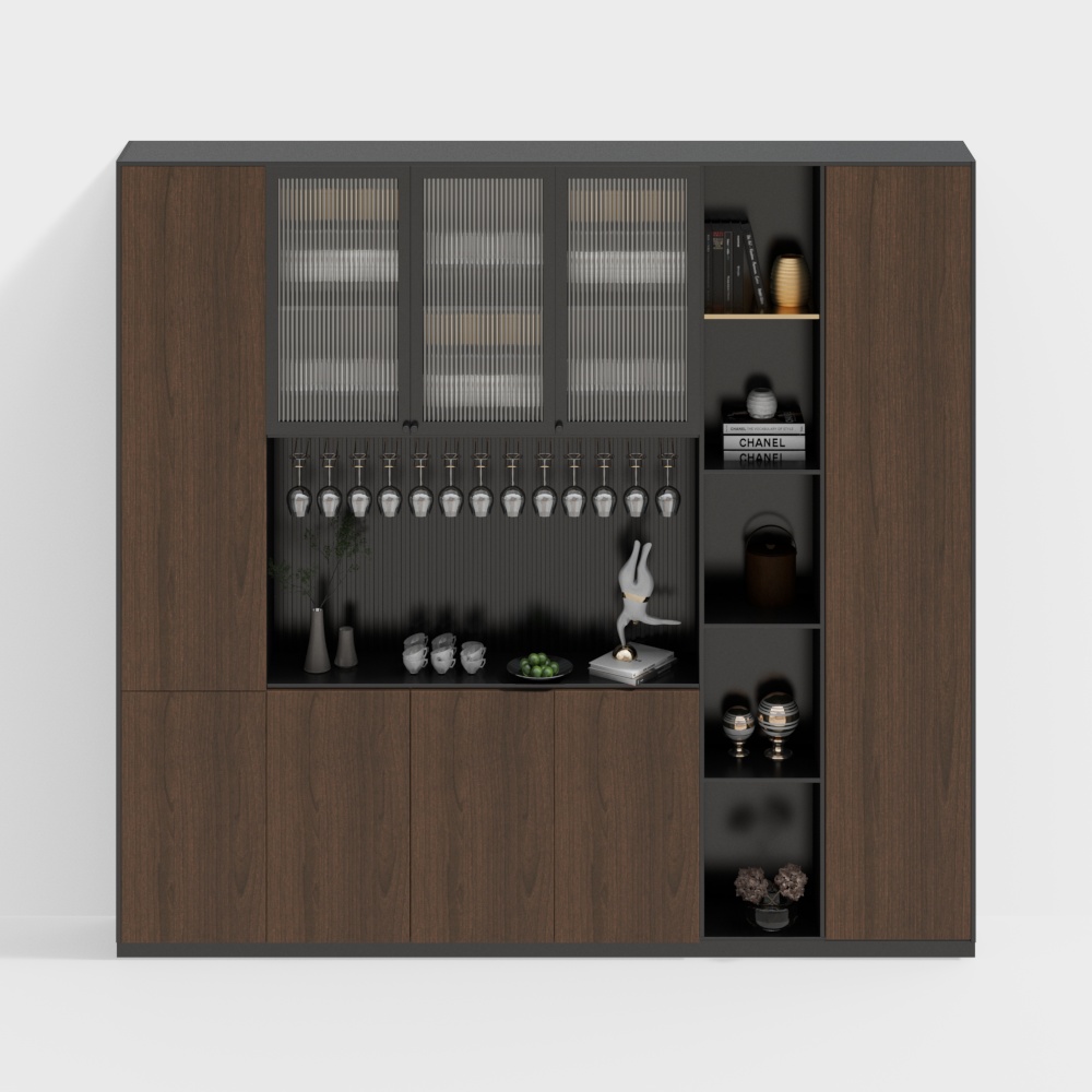 Urban Bookshelf 3D Model – Minimalist Wood and Metal