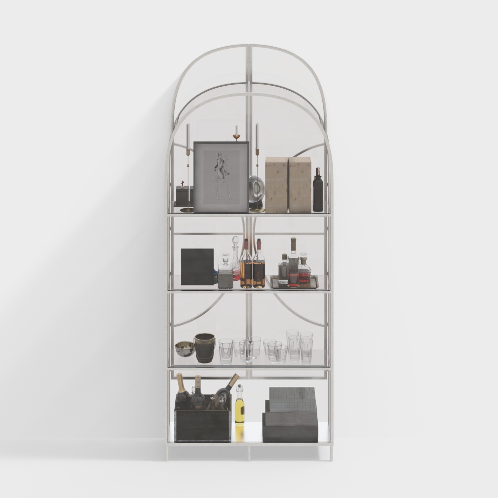 ตู้ไวน์แก้วโค้งทันสมัย