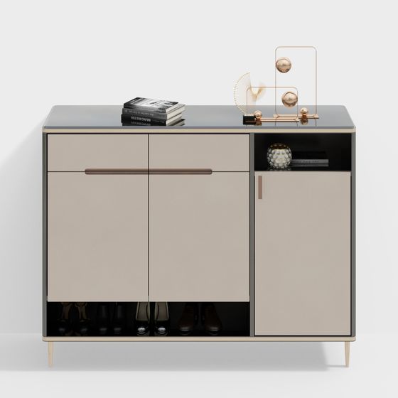 Elegant Minimalist Shoe Cabinet 3D model