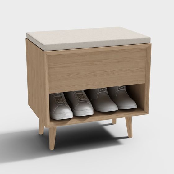 Modern Low-Poly Shoe Cabinet 3D model