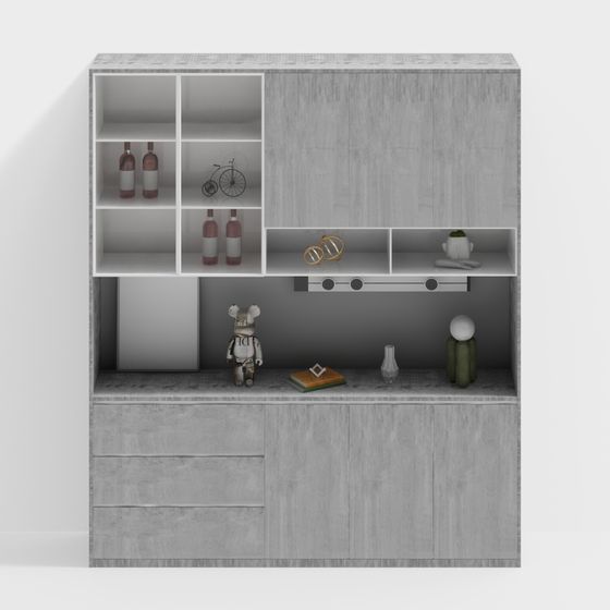 Low-Poly Concrete Display Cabinet 3D model