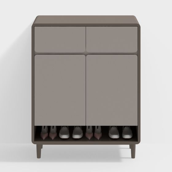 Stylish Low-Polygon Shoe Cabinet 3D Model