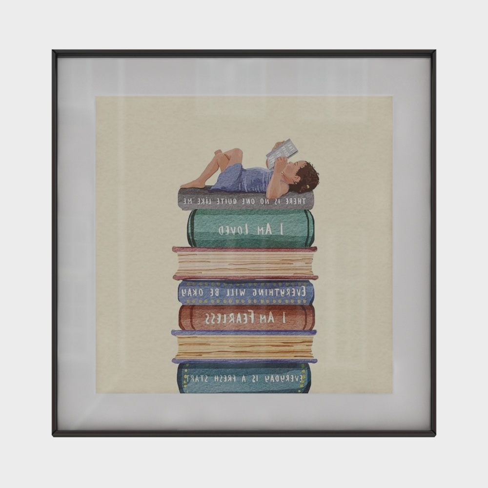 Literary Childhood 3D Model – Low-Poly Book Tower