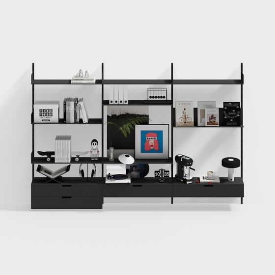 Stylish Multifunctional Bookshelf 3D model