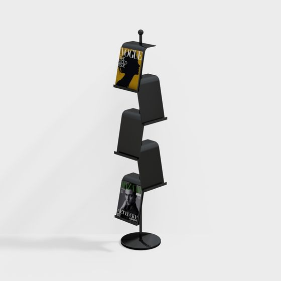 Sleek Magazine Rack 3D Model in Black