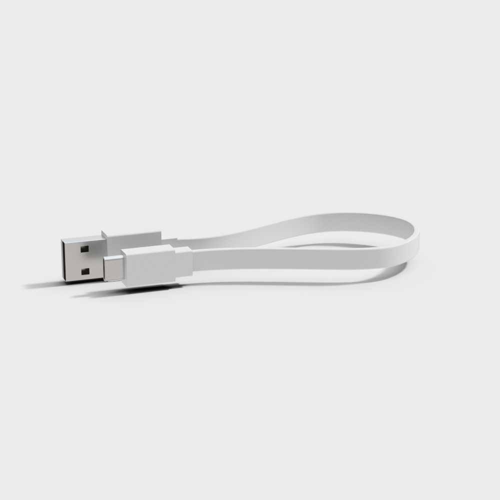 Minimalist USB Cable 3D Model for Designers