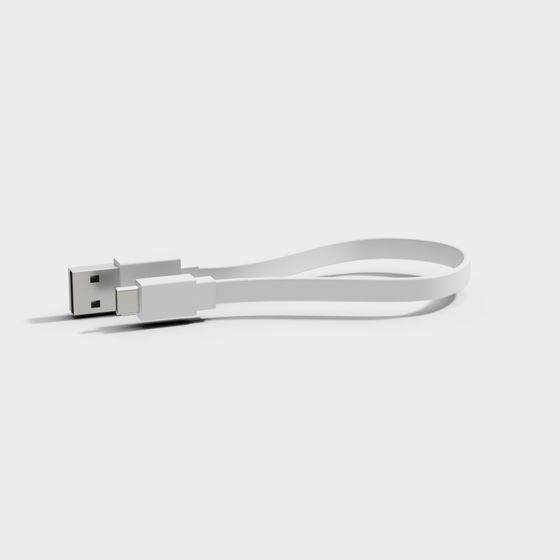 Minimalist USB Cable 3D Model for Designers
