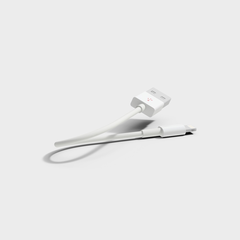 Minimalist USB-C to Lightning Cable 3D model