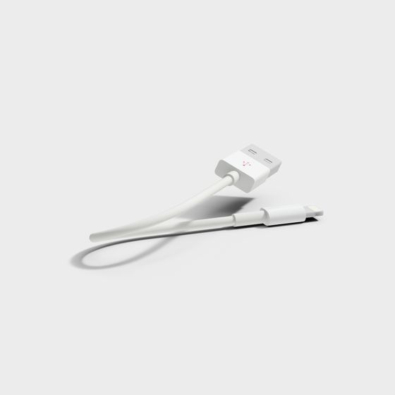 Minimalist USB-C to Lightning Cable 3D model