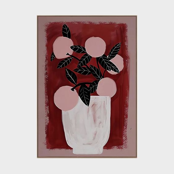 Vibrant Flower Vase & Fruits 3D Model