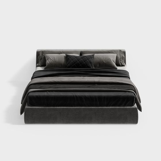 Sleek Nordic Style 3D Bed Model for Creative Spaces