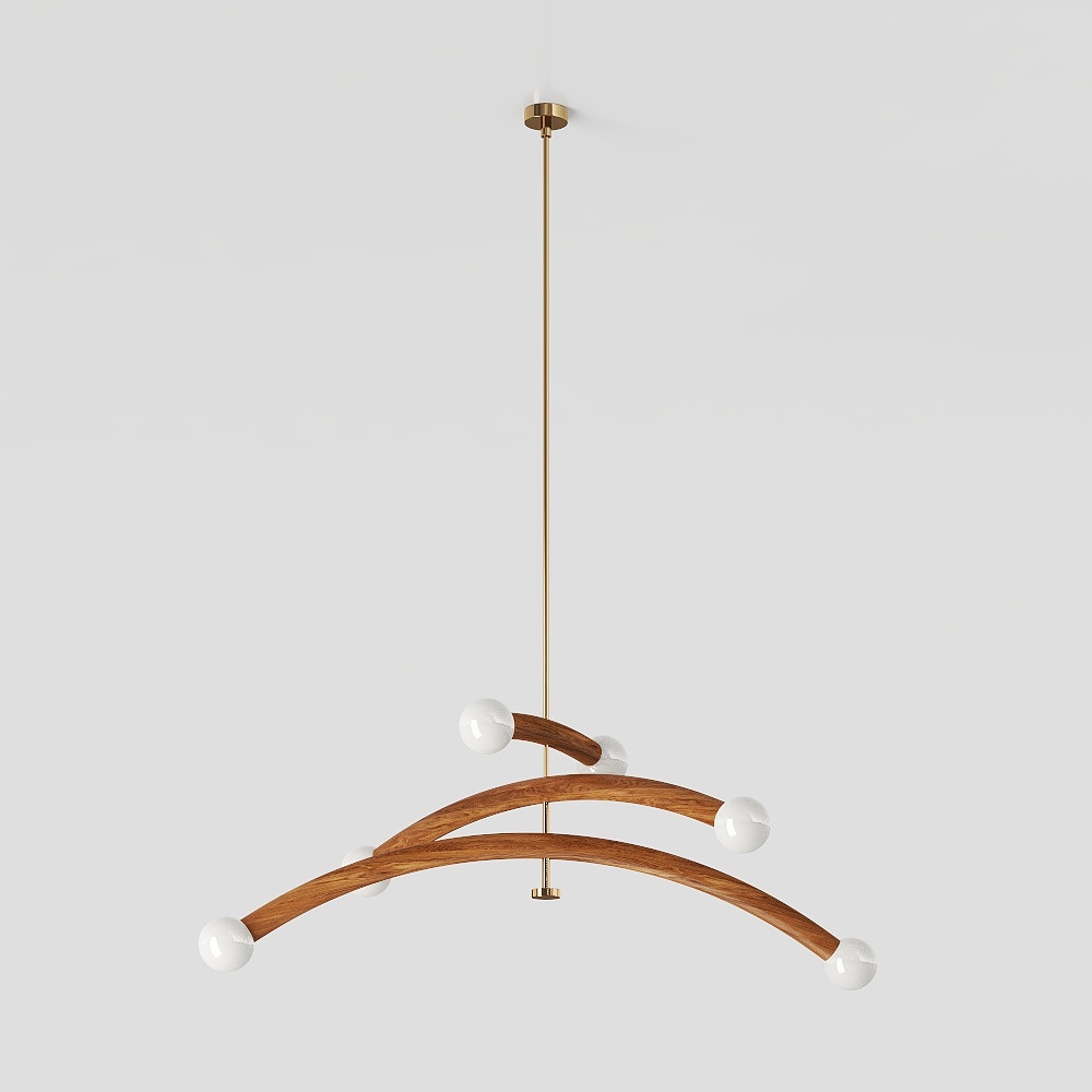 Unique Low-Poly Chandelier 3D Model – Wood & Gold Design